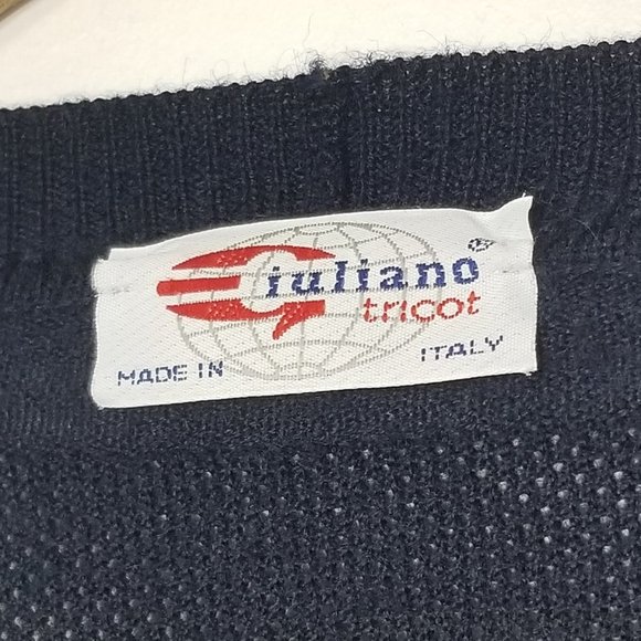 Vintage Giuliano Tricot Navy Grandpa Wool Blend Knit Cozy Cardigan Made In Italy - Picture 2 of 10